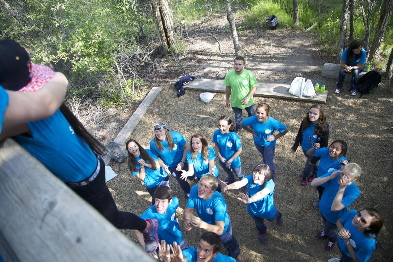 YLC Camp participate in ropes course